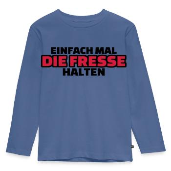 Fresse halten - Kinder Premium Bio Langarmshirt - Taubenblau - Vorne - AI Model Kid Female (0cm)