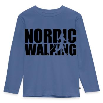Nordic Walking - Kinder Premium Bio Langarmshirt - Taubenblau - Vorne - AI Model Kid Female (0cm)