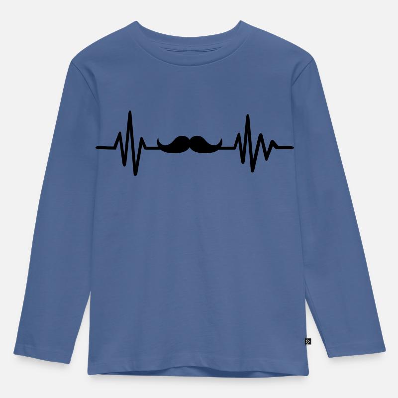 Schnurrbart - Kinder Premium Bio Langarmshirt - Taubenblau