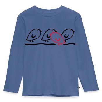 TWEETLERCOOLS - Gegen den Strom - Kinder Premium Bio Langarmshirt - Taubenblau - Vorne - AI Model Kid Female (0cm)