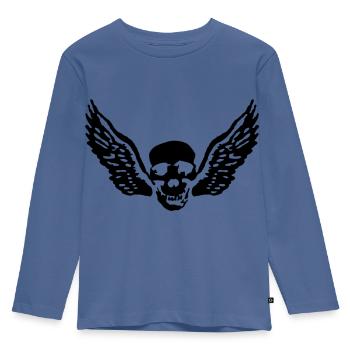 wingskull_092011_c_1c - Kids' Premium Longsleeve Shirt - stone blue - Front - AI Model Kid Female (0cm)