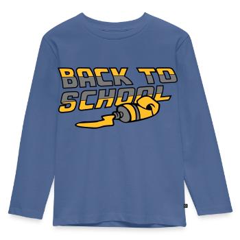 Back To School - Kids' Premium Longsleeve Shirt - stone blue - Front - AI Model Kid Female (0cm)