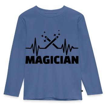 Zauberer - Kinder Premium Bio Langarmshirt - Taubenblau - Vorne - AI Model Kid Female (0cm)