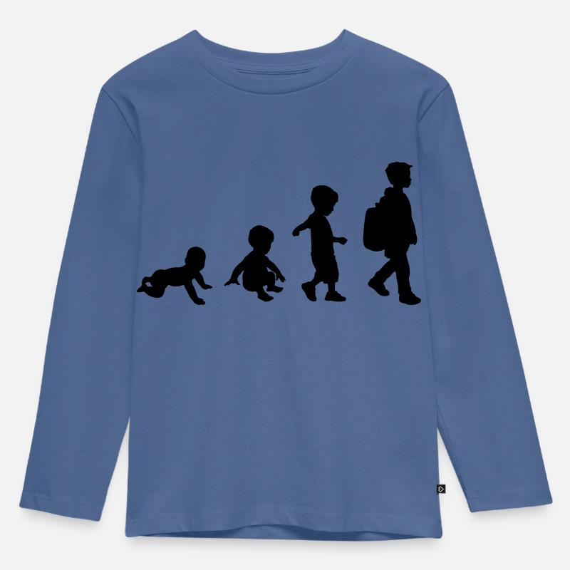 School Boy Evolution - Kinder Premium Bio Langarmshirt - Taubenblau