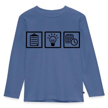 Event Manager - Kinder Premium Bio Langarmshirt - Taubenblau - Vorne - AI Model Kid Female (0cm)