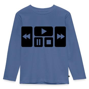 Play Button - Kids' Premium Longsleeve Shirt - stone blue - Front - AI Model Kid Female (0cm)