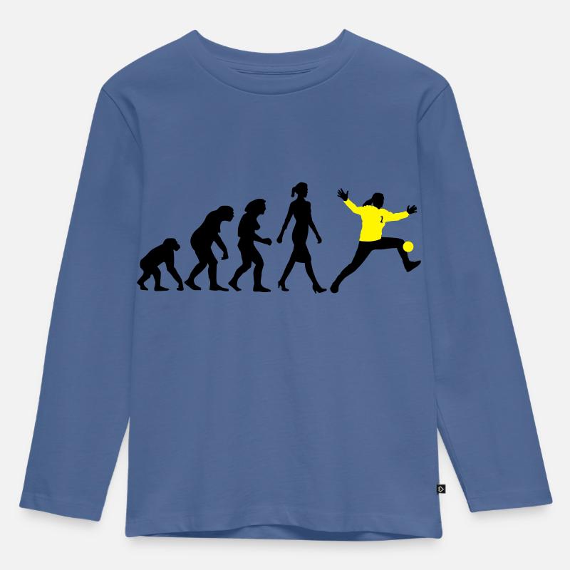Evolution Handball Torhueterin - Kinder Premium Bio Langarmshirt - Taubenblau