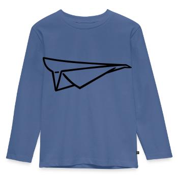 Papierflieger - Kinder Premium Bio Langarmshirt - Taubenblau - Vorne - AI Model Kid Female (0cm)