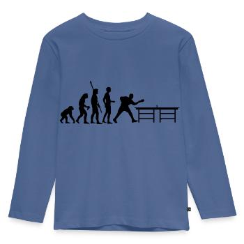 evolution_table_tennis_a - Kinderen Premium Bio shirt met lange mouwen - duifblauw - Voor - AI Model Kid Female (0cm)