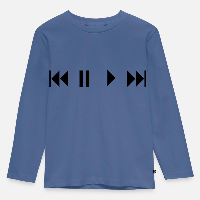 play, STOP, break, BREAK, Repeat, forward, - Kids' Premium Longsleeve Shirt - stone blue