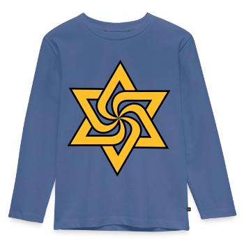 Rael Star (Symbol/Sign) 2c - Kids' Premium Longsleeve Shirt - stone blue - Front - AI Model Kid Female (0cm)