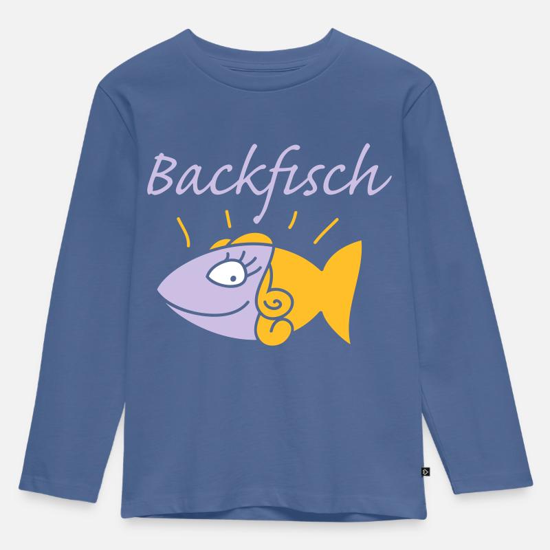 Backfisch - Kinder Premium Bio Langarmshirt - Taubenblau