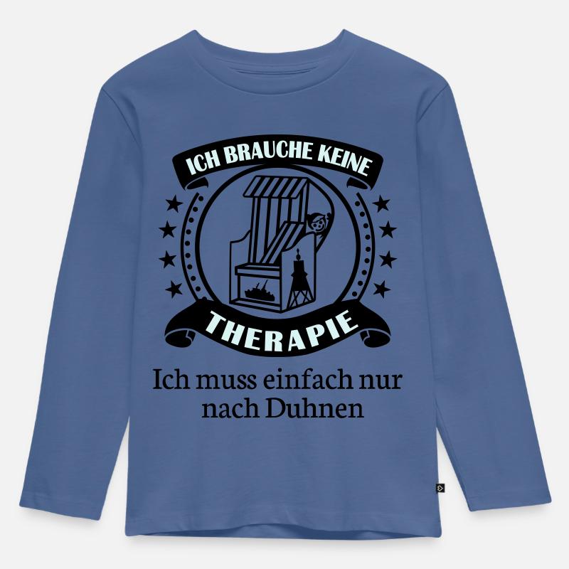 Cuxhaven Duhnen - Kinder Premium Bio Langarmshirt - Taubenblau