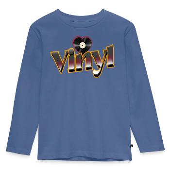 Vinyl Liebe - Kinder Premium Bio Langarmshirt - Taubenblau - Vorne - AI Model Kid Female (0cm)
