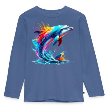 Delfin - Kinder Premium Bio Langarmshirt - Taubenblau - Vorne - AI Model Kid Female (0cm)