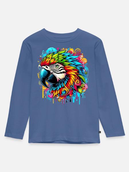 Papagei - Kinder Premium Bio Langarmshirt - Taubenblau