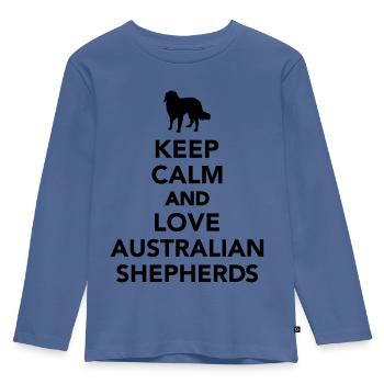 Australian shepherd - Kinder Premium Bio Langarmshirt - Taubenblau - Vorne - AI Model Kid Female (0cm)
