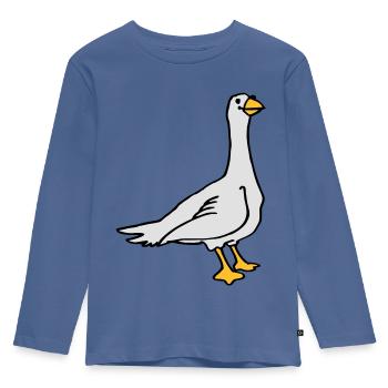 Goose - Kids' Premium Longsleeve Shirt - stone blue - Front - AI Model Kid Female (0cm)