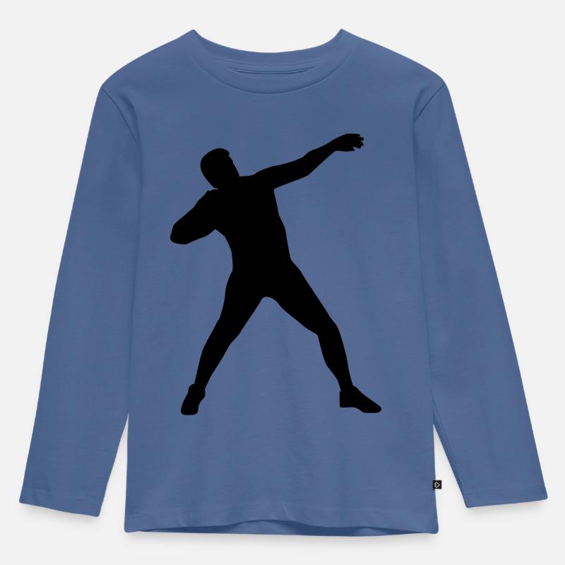 Kugelstoßen - Kinder Premium Bio Langarmshirt - Taubenblau