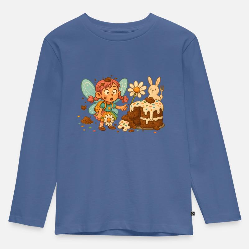 Kuchenexplosion von Fee - Kinder Premium Bio Langarmshirt - Taubenblau