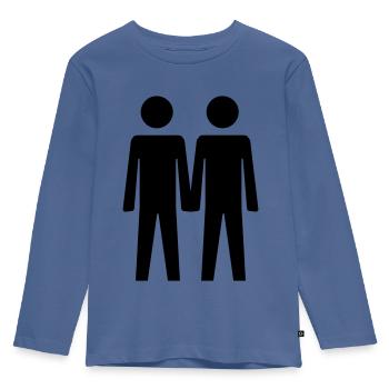Deux gars - T-shirt manches longues Premium Enfant - bleu pigeon - Devant - AI Model Kid Female (0cm)