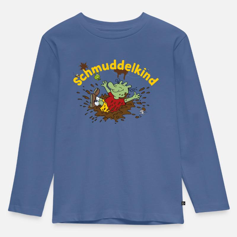 Die Olchis Classic Schmuddelkind - Kinder Premium Bio Langarmshirt - Taubenblau