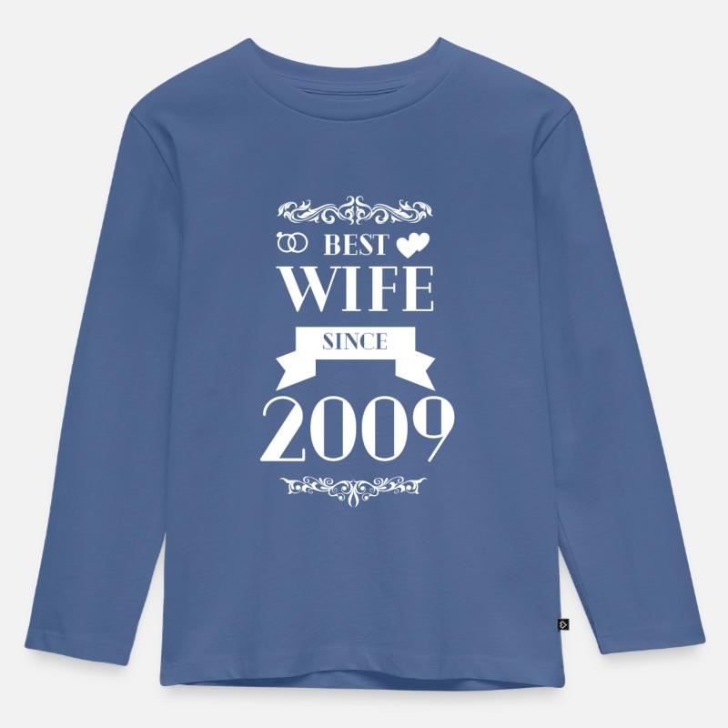 Beste Ehefrau seit 2009 Hochzeitstag - Kinder Premium Bio Langarmshirt - Taubenblau