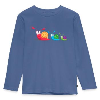 T shirt escargots enfants bébé escargot t-shirts - T-shirt manches longues Premium Enfant - bleu pigeon - Devant - AI Model Kid Female (0cm)