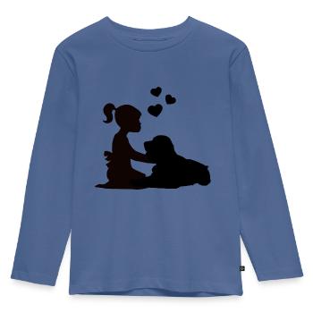Cocker Spaniel T-Shirt Girl Dog Love - Kids' Premium Longsleeve Shirt - stone blue - Front - AI Model Kid Female (0cm)