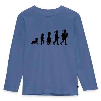 Evolution Scolarisation scolaire - T-shirt manches longues Premium Enfant - bleu pigeon - Devant - AI Model Kid Female (0cm)