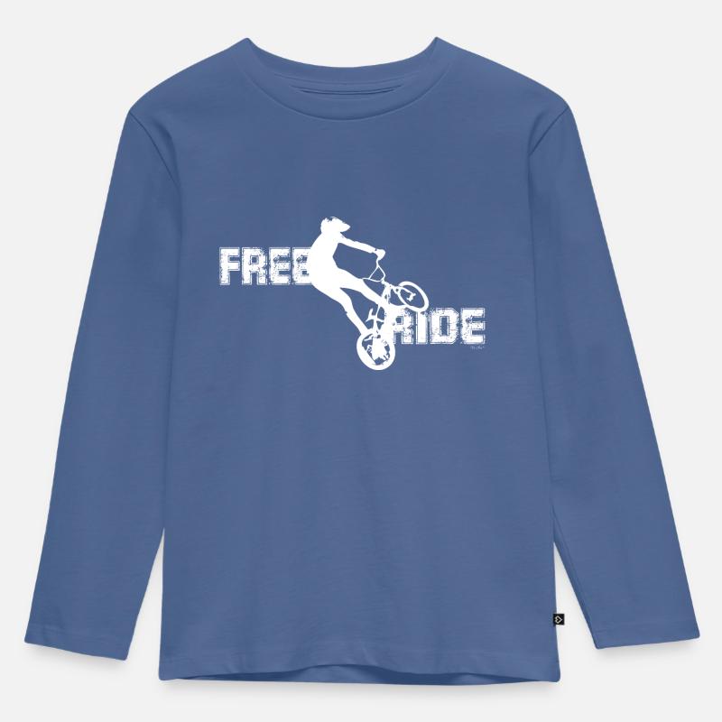 free ride mirko weiß - Kinder Premium Bio Langarmshirt - Taubenblau