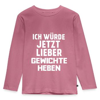 GEWICHTE HEBEN - Kinder Premium Bio Langarmshirt - Mauve - Vorne - AI Model Kid Female (0cm)