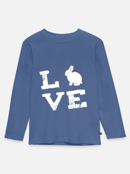 Kaninchen Hase Zwergkaninchen Liebe Geschenk - Kinder Premium Bio Langarmshirt - Taubenblau