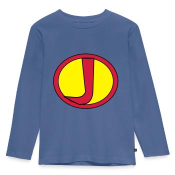 Super, Superheld, Superheldin, Hero, J - T-shirt manches longues Premium Enfant - bleu pigeon - Devant - AI Model Kid Female (0cm)