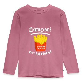 Exercise? Extra frieze? UNISEX FOOD - Kids' Premium Longsleeve Shirt - mauve - Front - AI Model Kid Female (0cm)