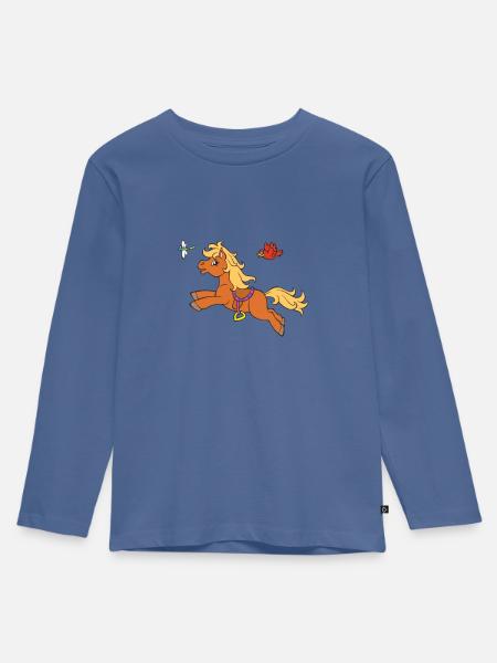 Pony Kinder - Kinder Premium Bio Langarmshirt - Taubenblau