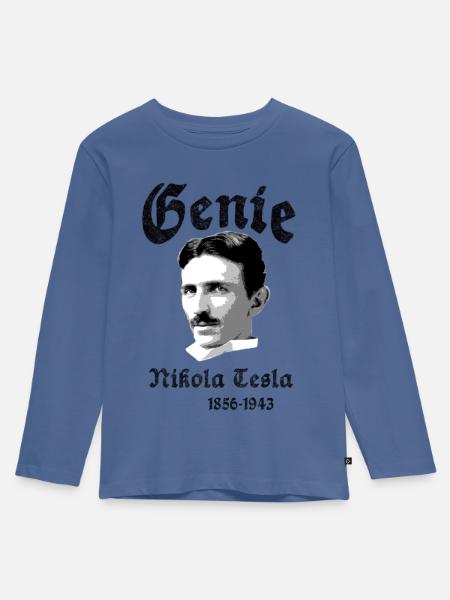 Nikola Tesla - Kinder Premium Bio Langarmshirt - Taubenblau