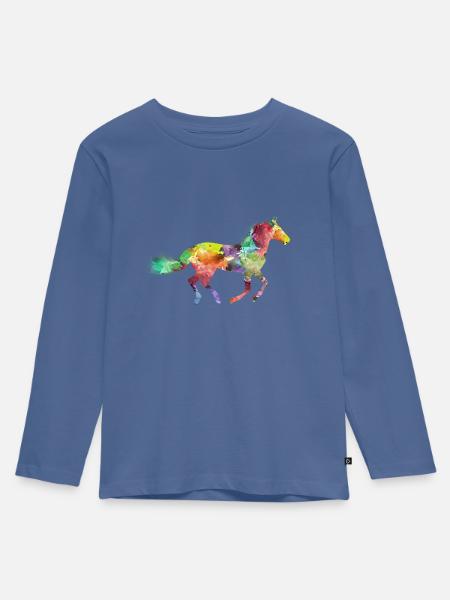 Buntes Pferd Geschenkidee Pferdchen - Kinder Premium Bio Langarmshirt - Taubenblau