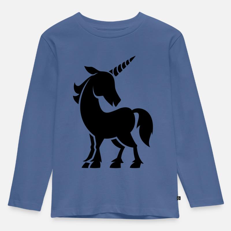 vl049a_einhorn_1c - Kinder Premium Bio Langarmshirt - Taubenblau