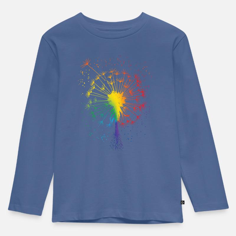 Pusteblume Tattoo Dandelion Regenbogen Löwenzahn - Kinder Premium Bio Langarmshirt - Taubenblau