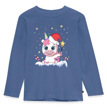 Einhorn Maske Weihnachten Quarantäne Mundschutz - Kinder Premium Bio Langarmshirt - Taubenblau - Vorne - AI Model Kid Female (0cm)