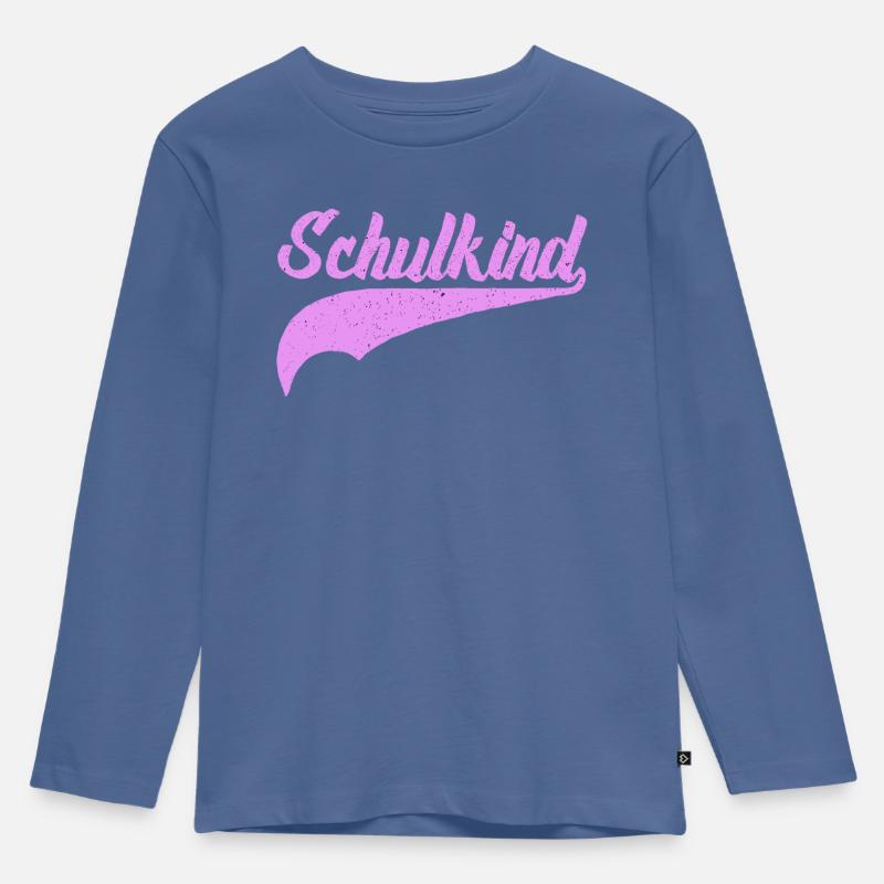 SCHULKIND 2025 - EINSCHULUNG - ERSTER SCHULTAG - Kinder Premium Bio Langarmshirt - Taubenblau