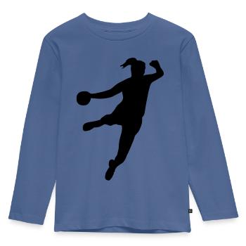 Handballerin - Kinder Premium Bio Langarmshirt - Taubenblau - Vorne - AI Model Kid Female (0cm)
