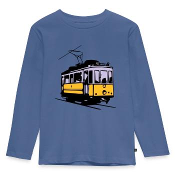 Strassenbahn / Tram - Kinder Premium Bio Langarmshirt - Taubenblau - Vorne - AI Model Kid Female (0cm)