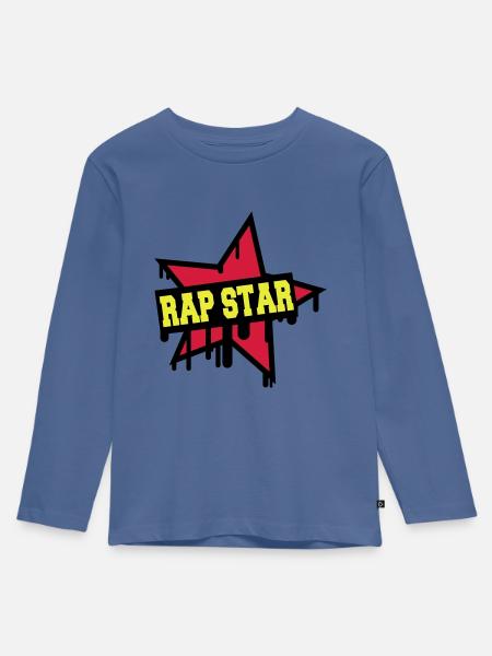 Rap Star - Kinder Premium Bio Langarmshirt - Taubenblau