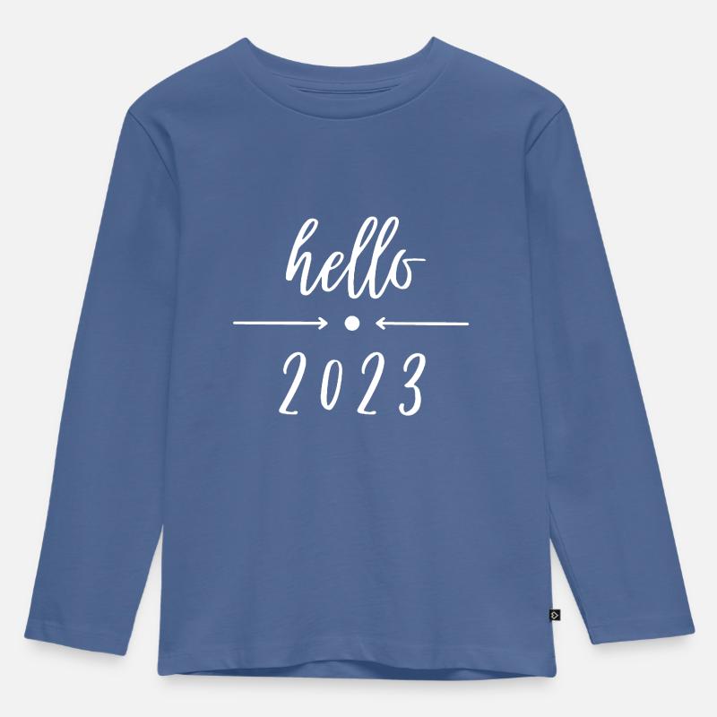 hello 2023 - hello New Year - Kinder Premium Bio Langarmshirt - Taubenblau