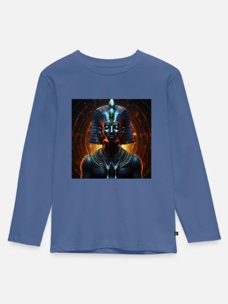 Schwarzer Pharaon - Kinder Premium Bio Langarmshirt - Taubenblau