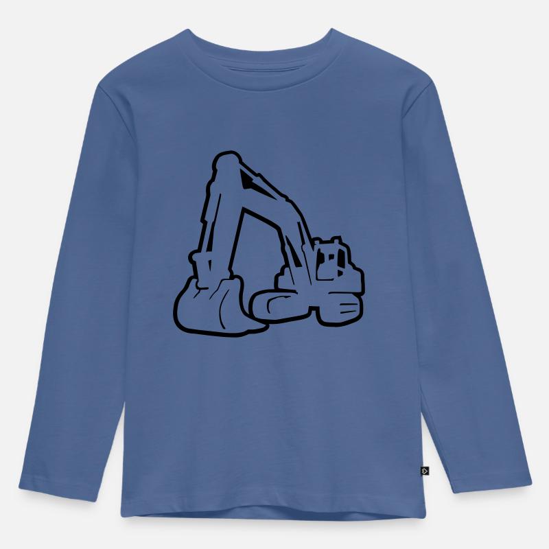 Bagger / Kettenbagger / excavator 5 - invers - Kinder Premium Bio Langarmshirt - Taubenblau