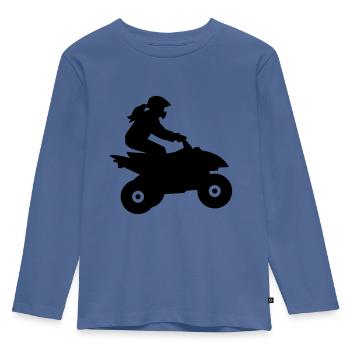 Quad - Kinder Premium Bio Langarmshirt - Taubenblau - Vorne - AI Model Kid Female (0cm)