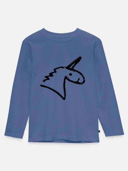 Einhorn - Kinder Premium Bio Langarmshirt - Taubenblau